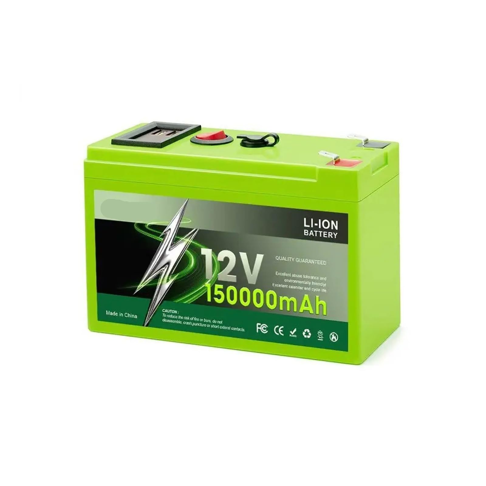 Batteria Al Litio Ferro Fosfato Da 150 Ah 12 V LiFePO4 Ad Alta Capacità | For camper, camper, energia solare esterna off-grid(150Ah x1-charger x1)