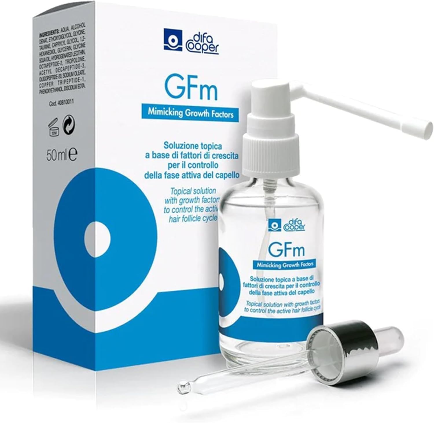 Difa Cooper GFM Lozione Tricologica - Soluzione Topica Indicata In Tutte Le Forme Di Perdita Di Capelli - Anticaduta Cuoio Alopecia Adenosil prolunga la fase di crescita e riduce quella della caduta