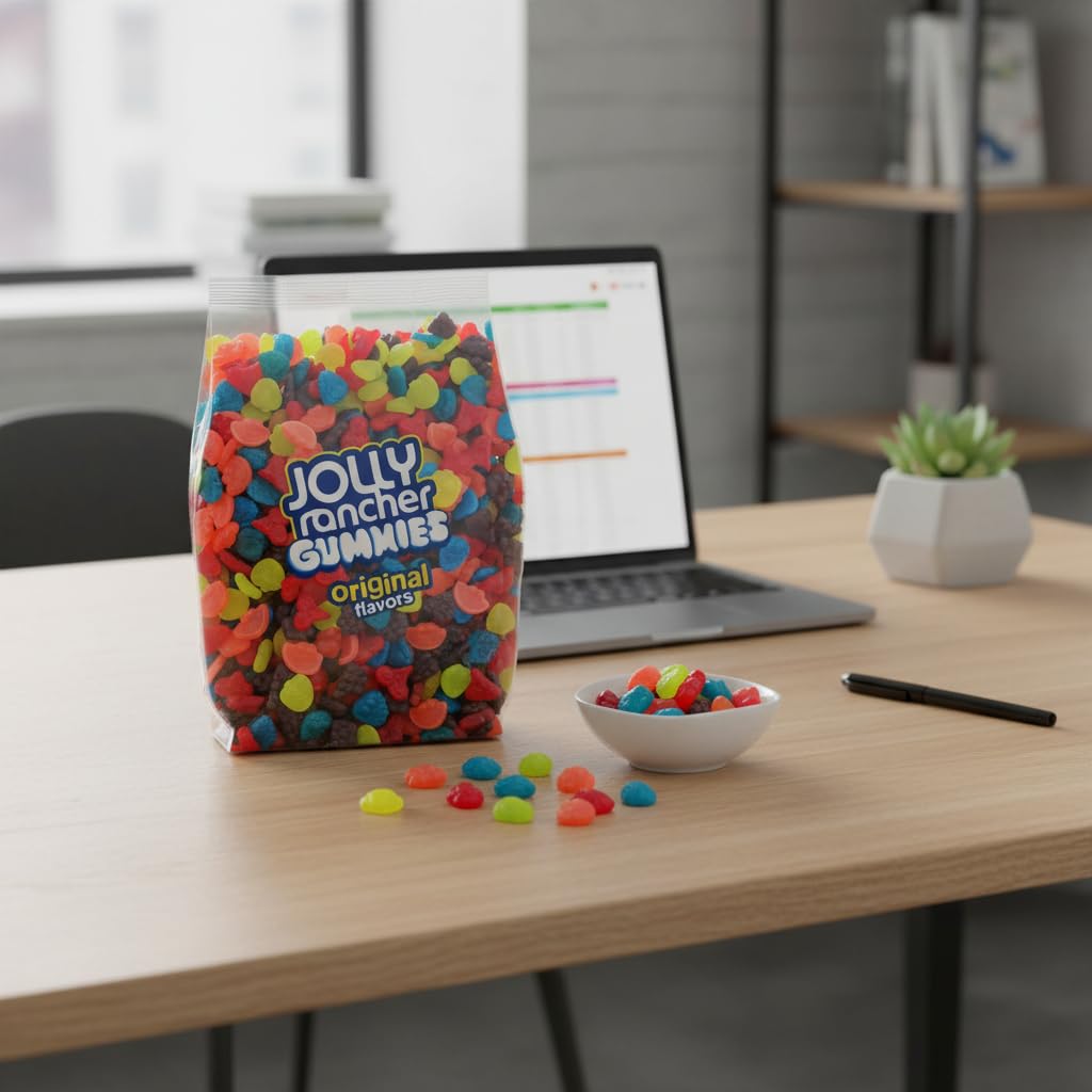 Jolly Ranchers Gummies Bulk Candy 2lb - Assorted Fruit Flavored Original JollyRancher Gummy Candy Bulk - Gummy Candy Jolly Ranchers Bulk Pack - 2 Pounds