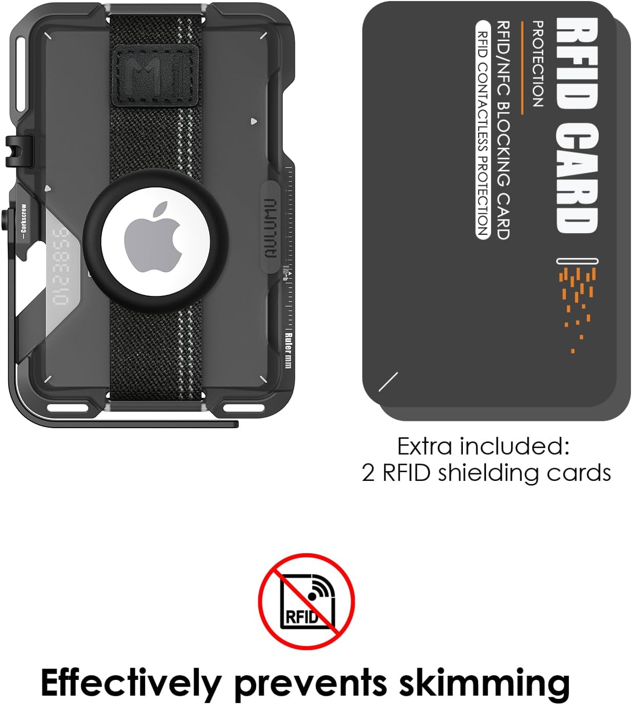 Aulumu G05 MagSafe Stand Grip [Black] + G03 Transparently Magnetic Wallet Card Holder [Translucent Grey] Magnetic Stand Grip Kit