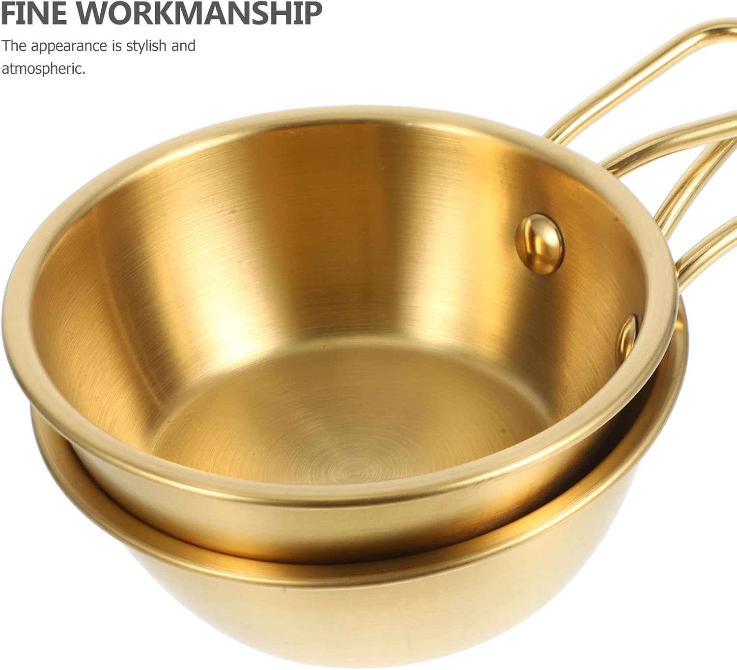 ULTECHNOVO Korean Wine Bowl 2 pack Stainless Steel Seasoning Bowl with Handle Rice Wine for Sauce Dipping Ramen Soup Home Restaurant Party Camping 6.88 X 4.72 X 1.69 in image 4