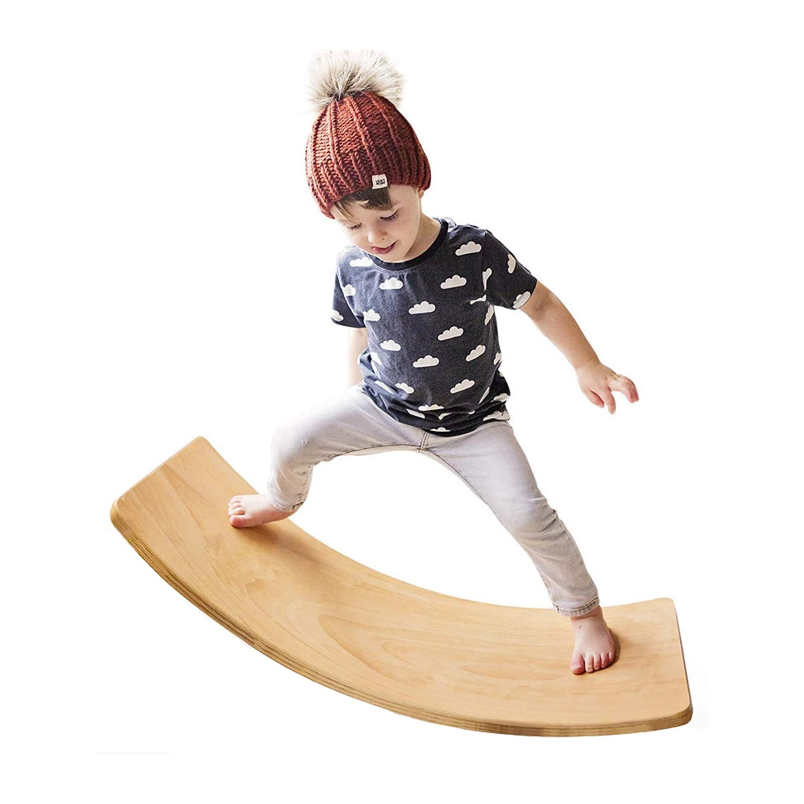バランスボード　木製 Amazon.co.jp: 子供用木製バランスボード、38インチの湾曲した
