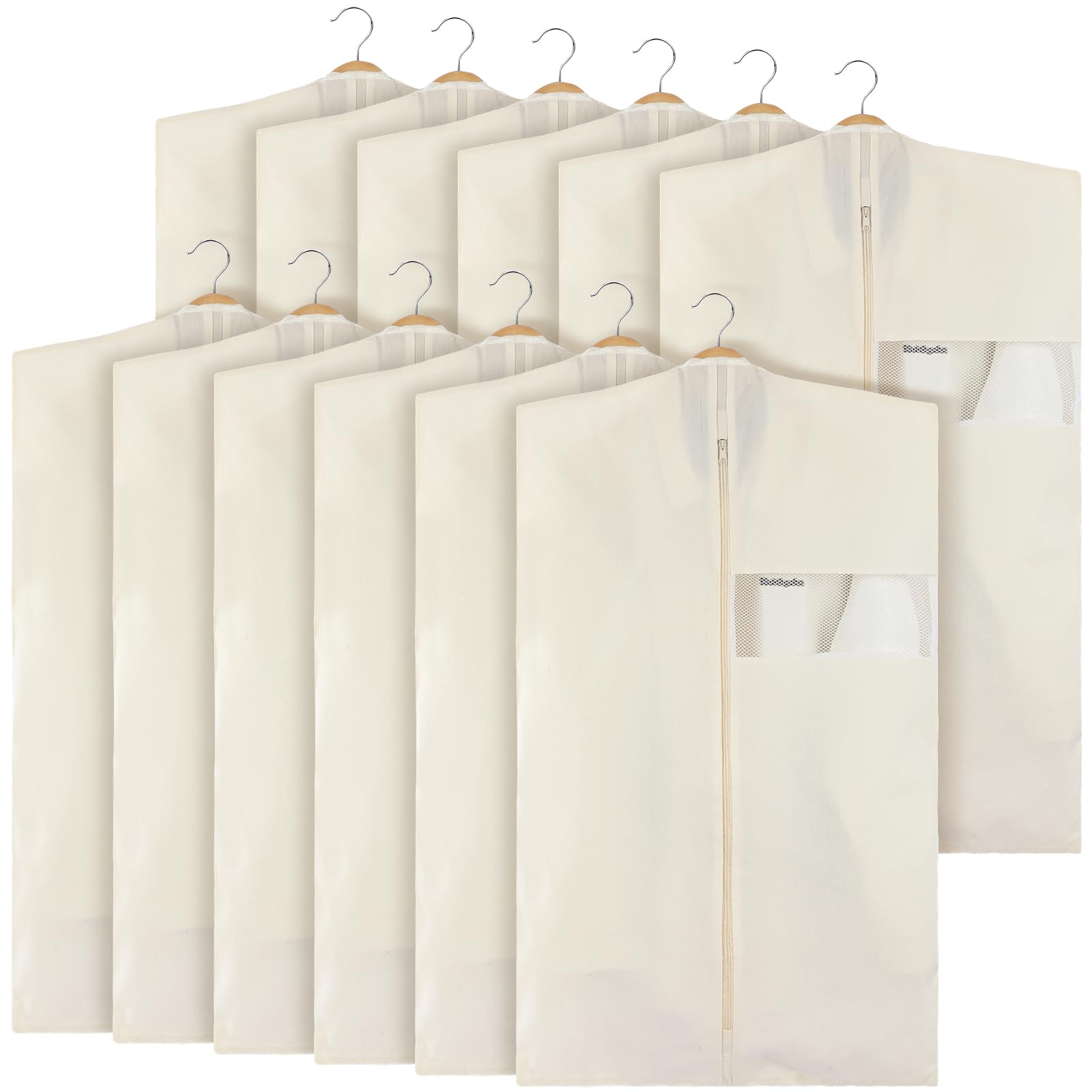 Aliceset 12 Packs 24 x 40 Inches Cotton Garment Bags for Hanging Clothes Canvas Suit Bags for Clothes