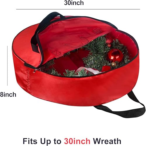 Miniatura 2 de Bolsa de almacenamiento para coronas de Navidad de 30 pulgadas contenedor grande de almacenamiento para coronas de Navidad tela Oxford duradera