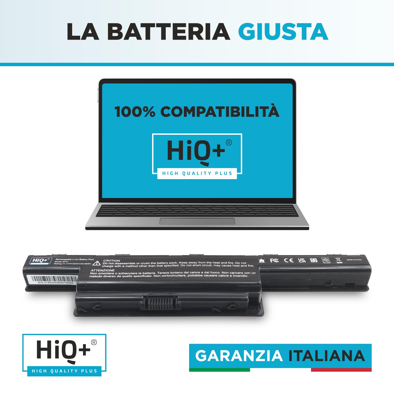 HiQ+ Batteria per Acer Aspire 5750G-5750-5742-5742G-5755G-5740G-5741G-5744, TravelMate 5742-5740, Model AS10D31-AS10D51-AS10D75-AS10D73-AS10D3E-AS10D61-AS10D71-AS10D81-AS10D41 Alta Capacità