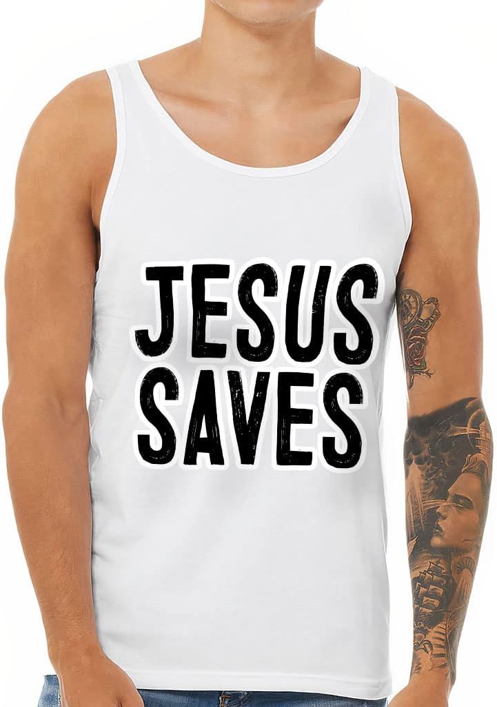 Jesus Saves Tank - Minimalist Workout Tank - Quote Jersey Tank