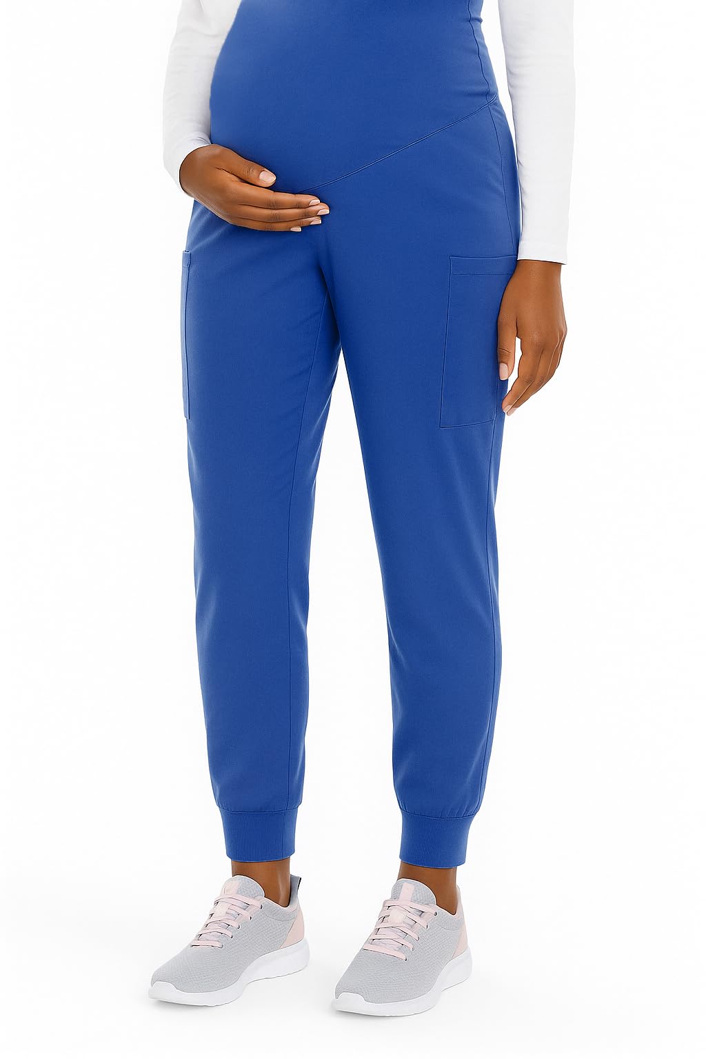 Med Couture Pantalones deportivos de maternidad con 4 bolsillos, panel de cintura de punto, ultra suave y elástico de 360° - MC8729