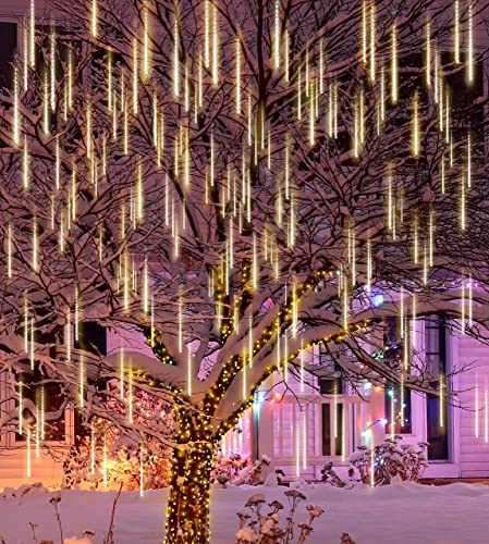 Joiedomi 2 Packs Christmas Meteor Shower Lights Falling Rain Drop Icicle String Lights 240 LEDs 8 Tube 30cm/12inch for Christmas Outdoor Decoration(Warm White) Joiedomi 2 Packs Christmas Meteor Shower Lights Falling Rain Drop Icicle String Lights 240 LEDs 8 Tube 30cm/12inch for Christmas Outdoor Decoration(Warm White)
