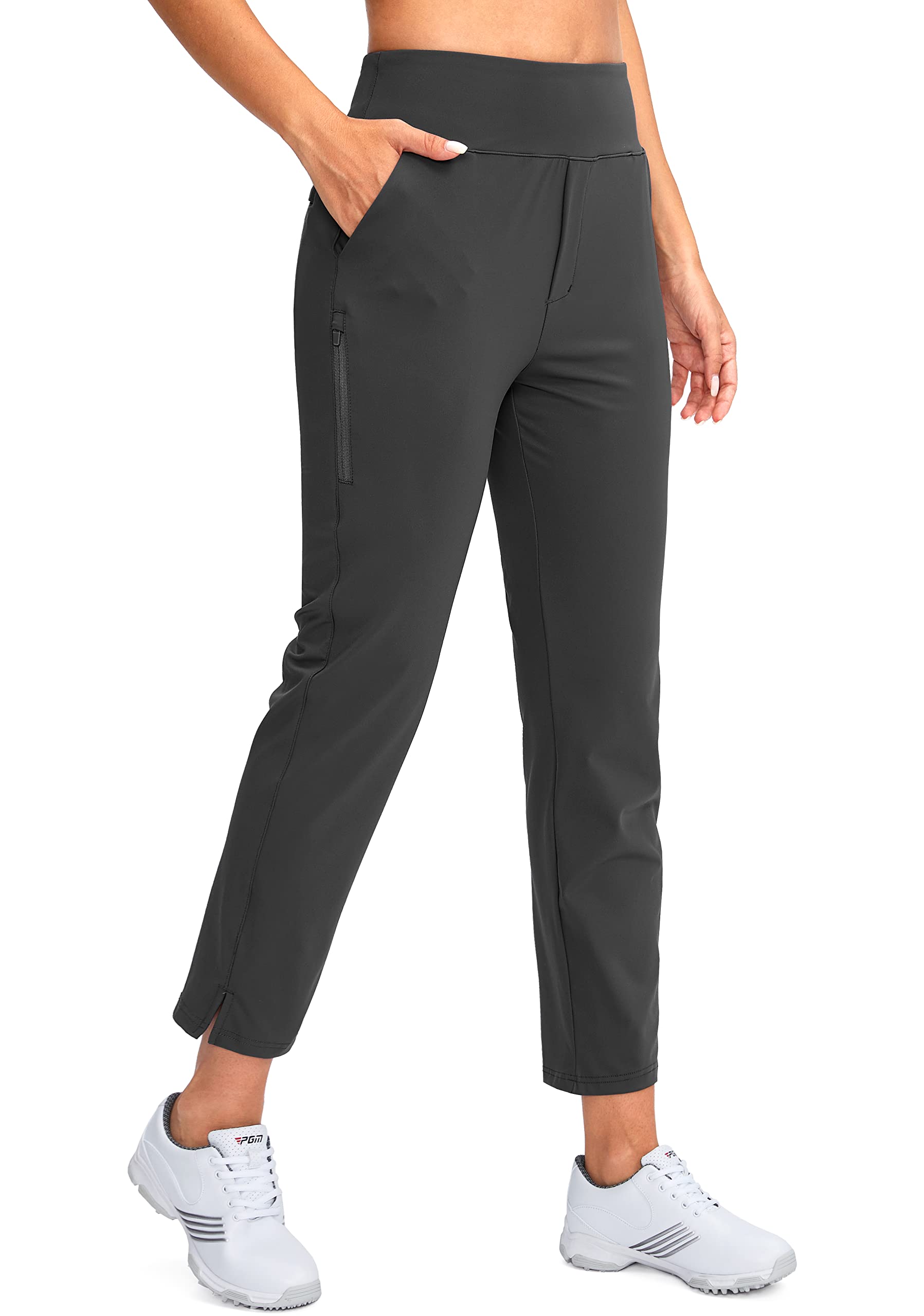 YYV Women's Golf Pants High Waist Stretch Ankle Pants with Pockets
