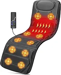 Esteira Massageadora 110V - 220 V, Colchonete e Almofada de Acupressão, Assento Massageador Almofada Massagem Lombar, Coxas e Pescoço Terapia Com Aquecimento Esteira Massageadora Preto