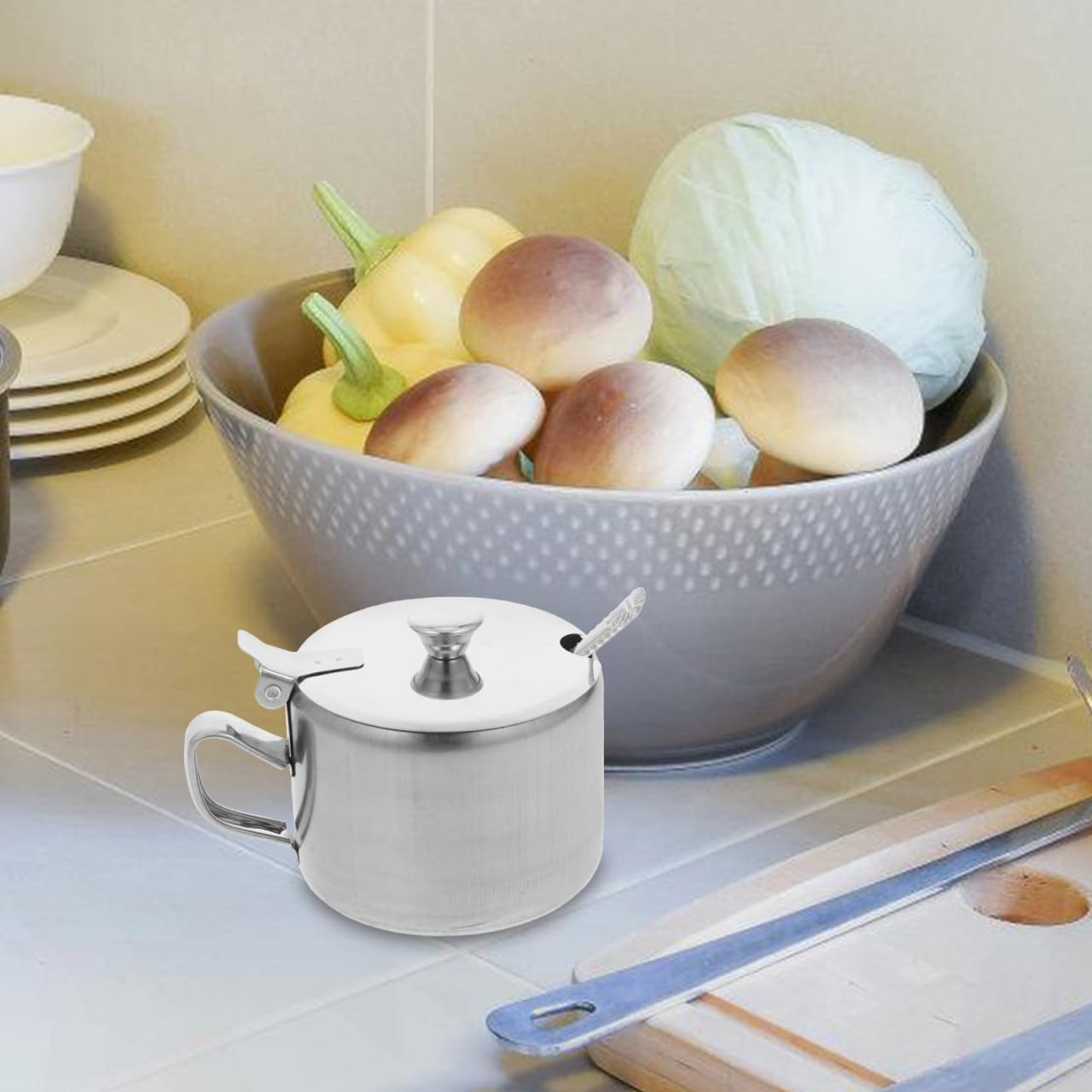 MAGICLULU Barattolo Di Spezie Contenitore Per Lo Zucchero Della Fattoria Pentola Per Condimenti Con Coperchio Sale Zuccheriera in Acciaio Inox Zuccheriere Silver Acciaio Inossidabile