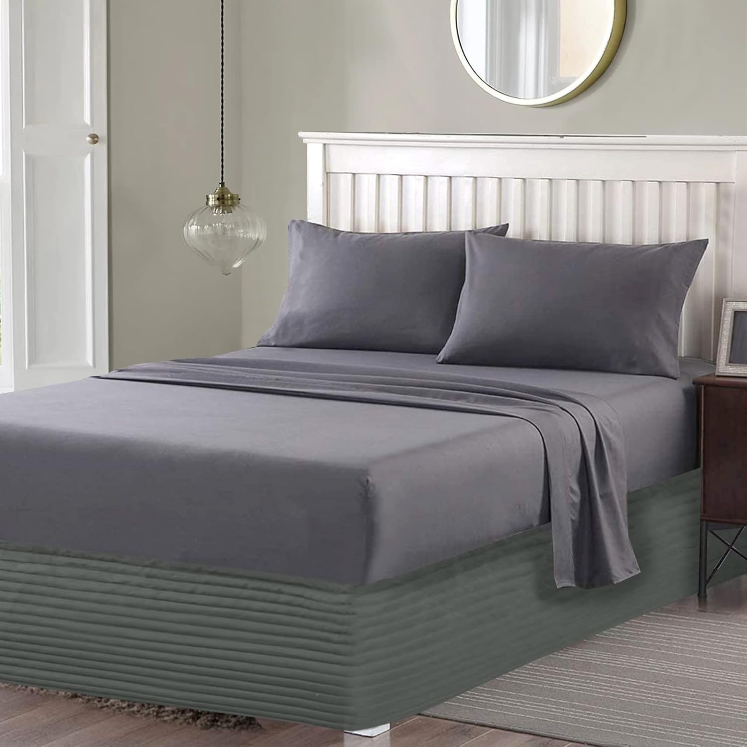 Bed Skirt Easy Fit with 14 Inch Drop Thick Bed Skirt Hotel