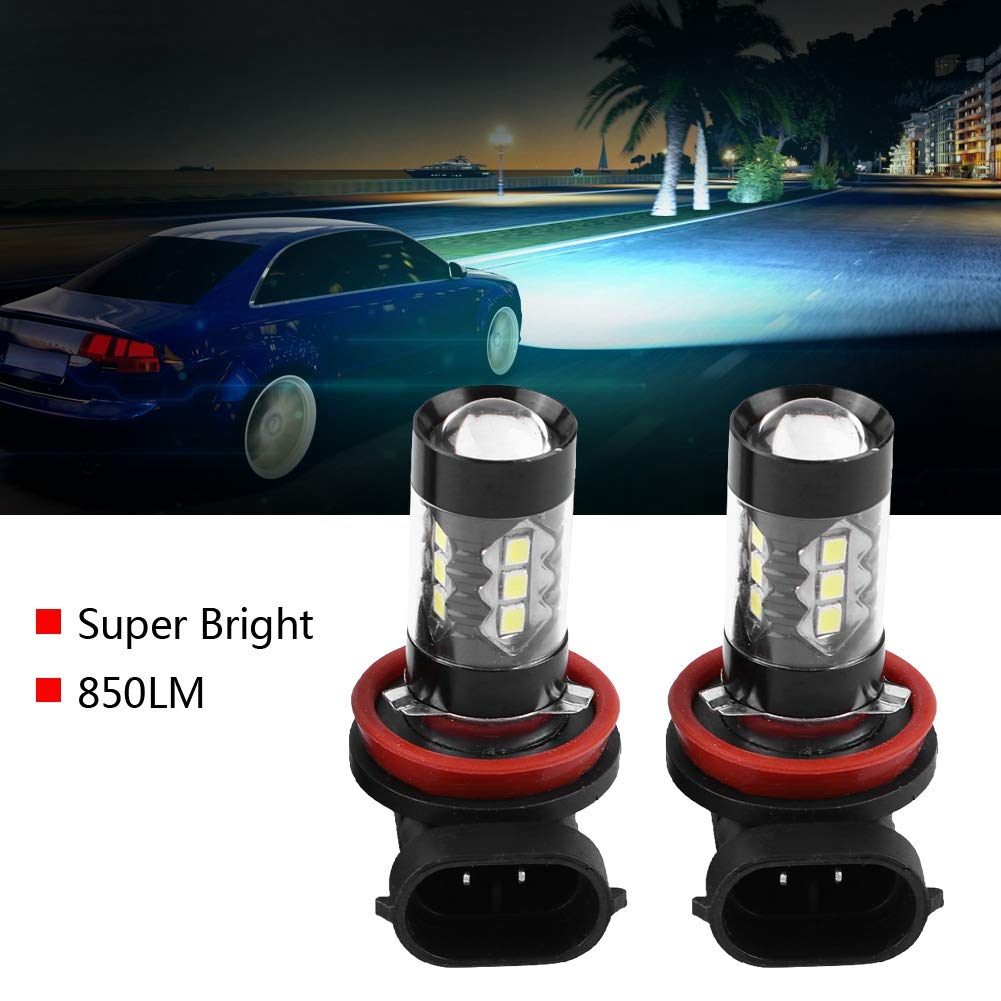 Lampadine fendinebbia per auto, 2 pezzi H11 H8 12V-24V 80W Lampadine fendinebbia a LED ad alta potenza per auto luminose diurne
