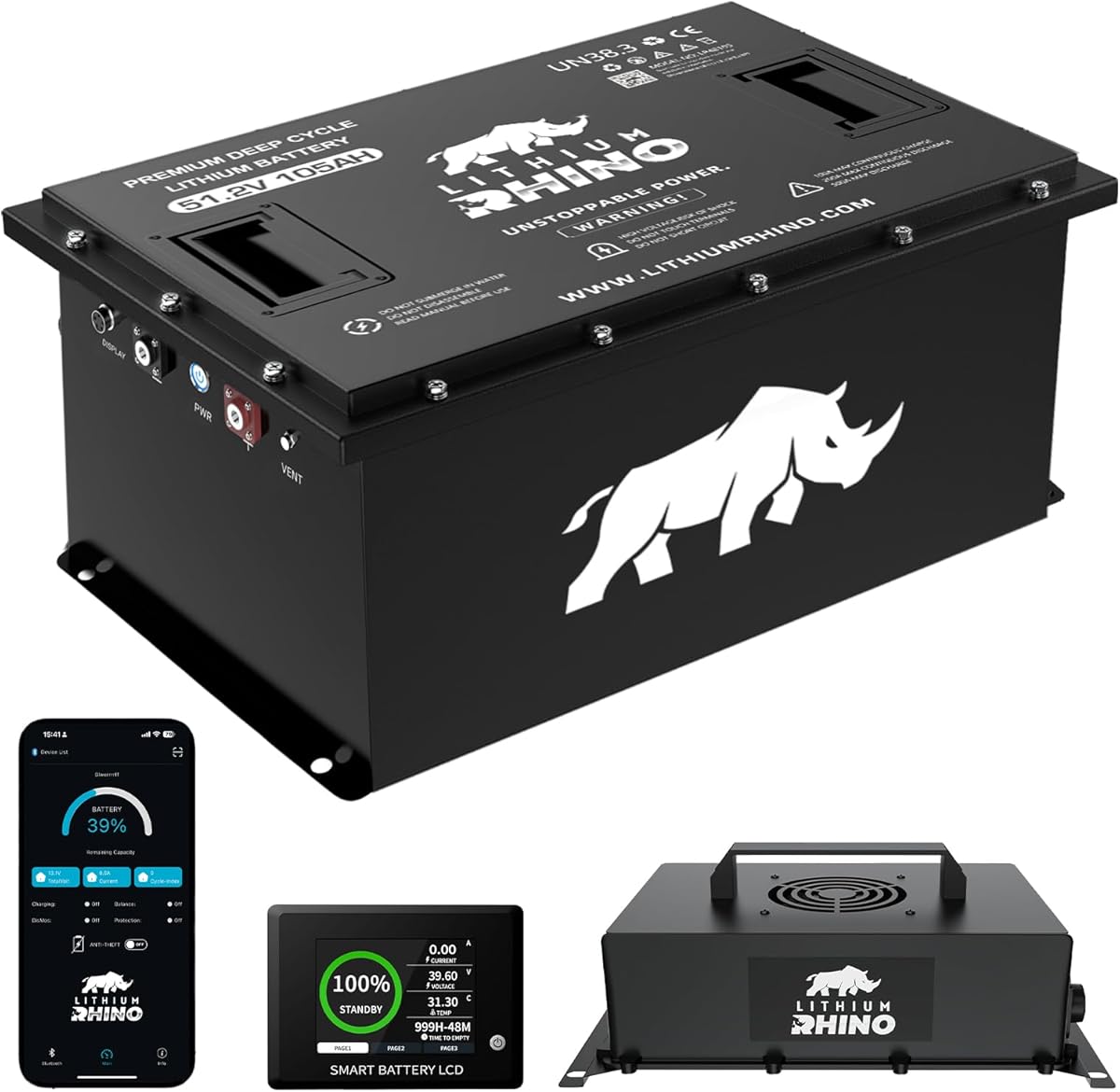 48V 105Ah Lithium Golf Cart Battery with 25-Amp Charger, 700A Max BMS, LCD Touchscreen & Mobile App, 12V Reducer, 6000+ Cycle Life, All Accessories Included, Install Support