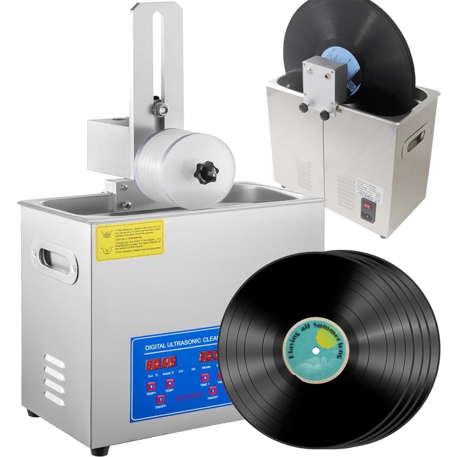 Pulitore Ad Ultrasuoni per Dischi in Vinile da 6,5 Litri,Sistema di Pulizia per Dischi in Vinile,Pulizia con Vibrazione A Doppia Frequenza, Pulizia di 1-8 Dischi in Vinile per Occhiali