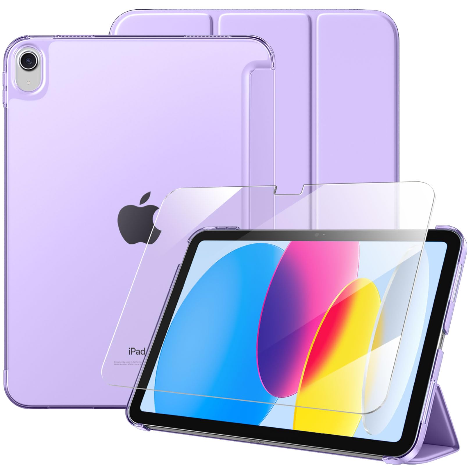 Case with Screen Protector for iPad A16 11th 10th Generation (2025/2022, 11/10.9 Inch), Slim Hard Translucent Back Full Protective Smart Cover for iPad 11, Auto Sleep/Wake, Sea Blue — view 16