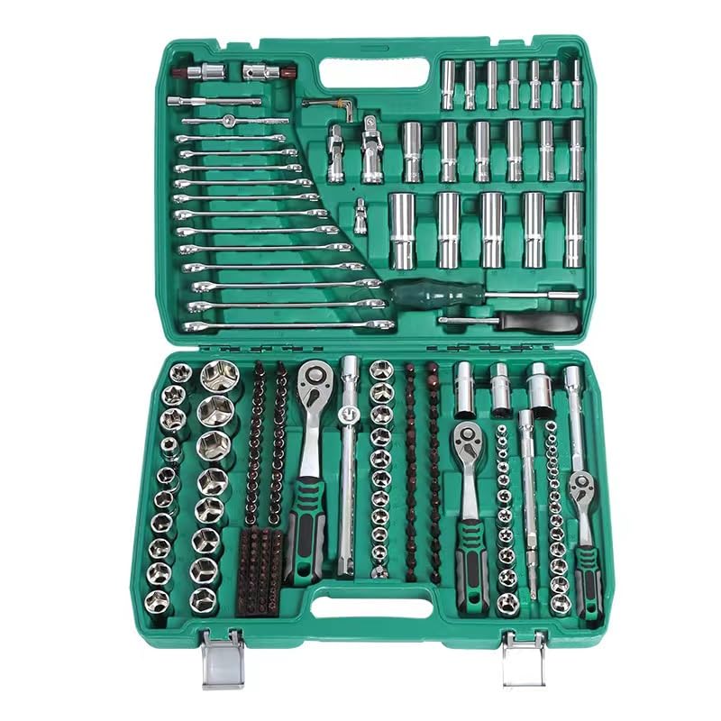 DIY tool kit, 216-piece tool set, automatic repair kit, multi-functional organizer with green storage box