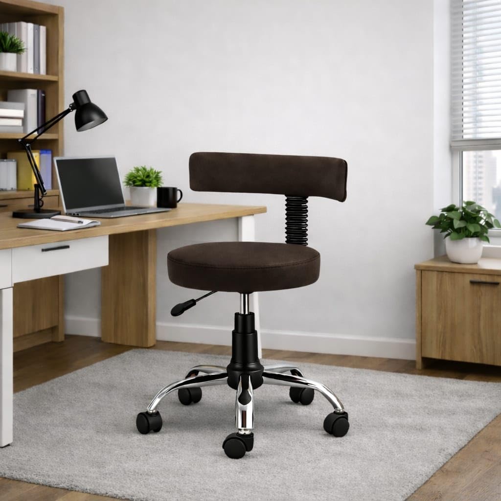 Rolla Compact Ergonomic Desk Chair with Lumbar Support & Caster Wheels (Brown)