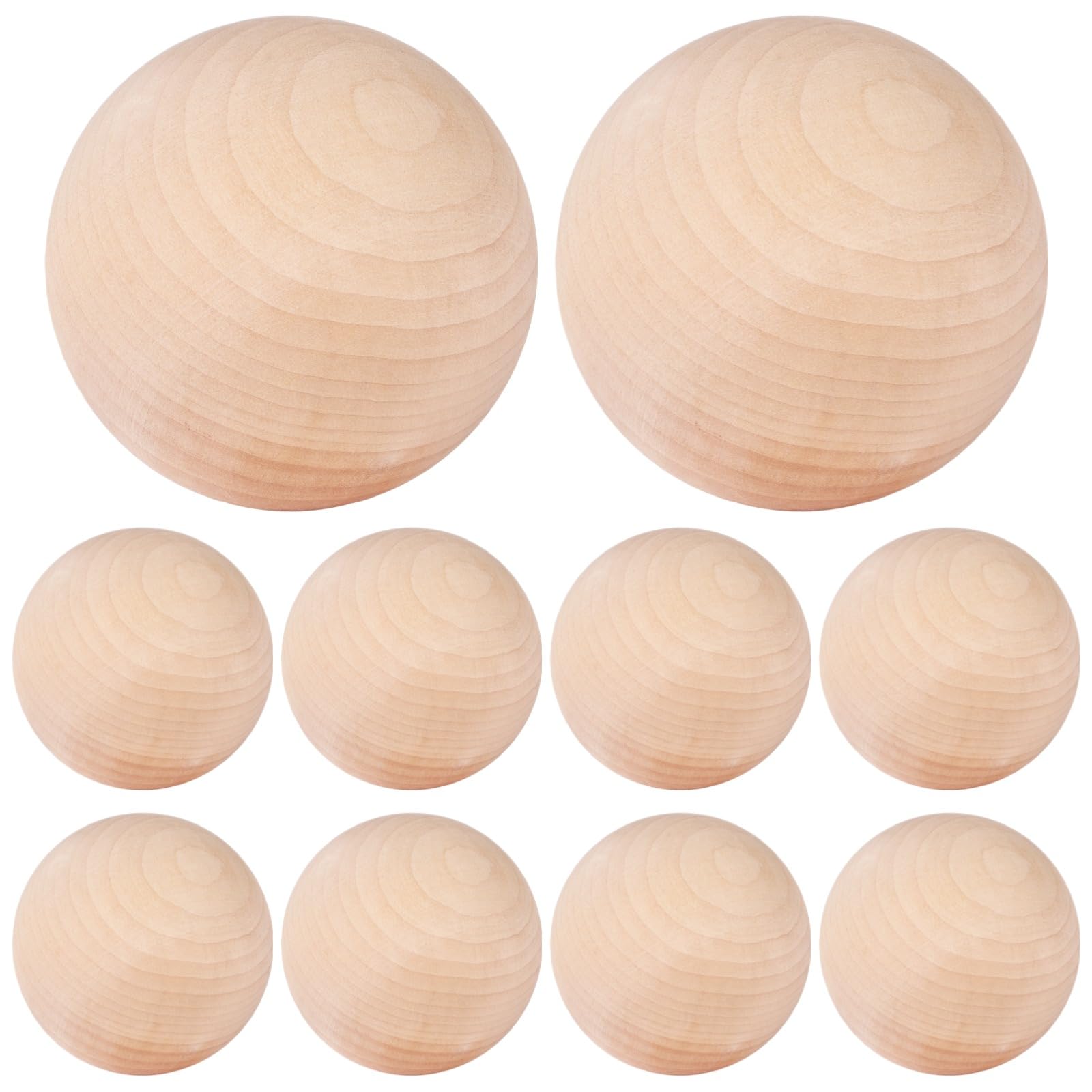 10 Stk. Unfertige Holzkugeln, 3 Zoll Hartholz-Bastelkugeln, glattes Naturholz für DIY-Bemalen, Dekorationsprojekte