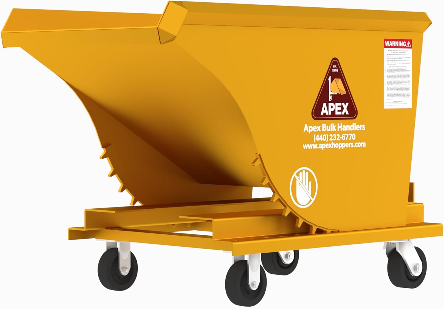 Apex Heavy Duty Self-Dumping Hopper with Casters, 1/4 Cubic Yard Capacity, 6000 lb Load Capacity, Durable Steel Construction, Commercial and Industrial Use, Made in The USA (1/4 Cubic Yard)