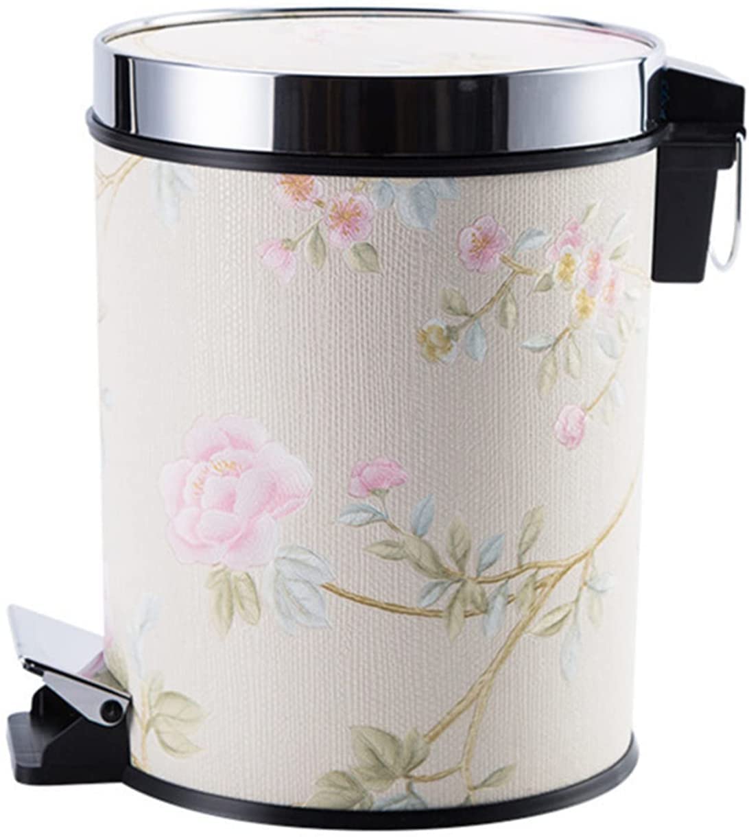 OSCCAR Trash Can Decorative Waste Basket Retro Waste Bins with Pedal and Lid Round Step Trash Can Large