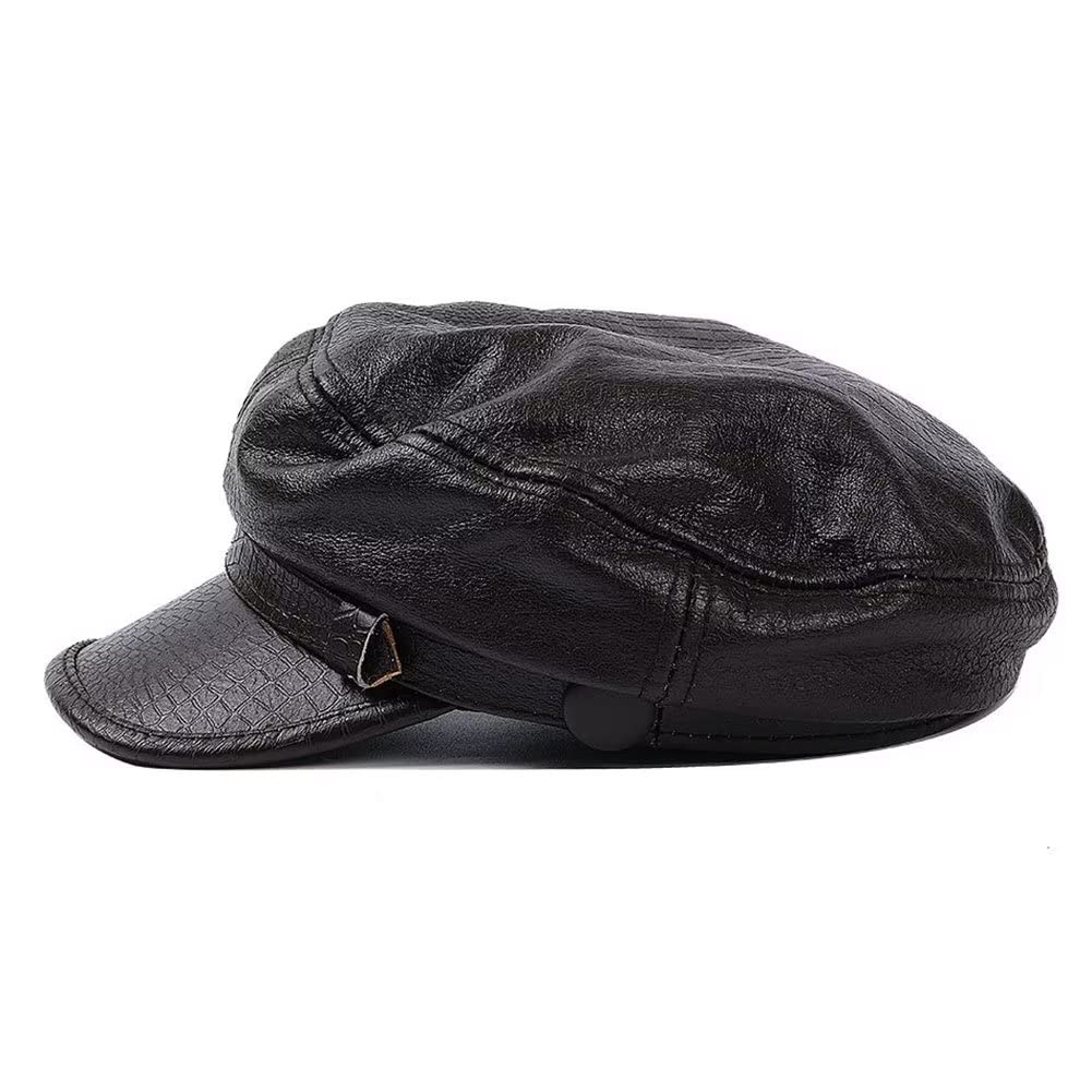 HNVAVQ Leder Fiddler Cap Fisherman Cap Männer Frauen Griechischer Angler Sailor Driver Hat Newsboy Cap Winter Herbst
