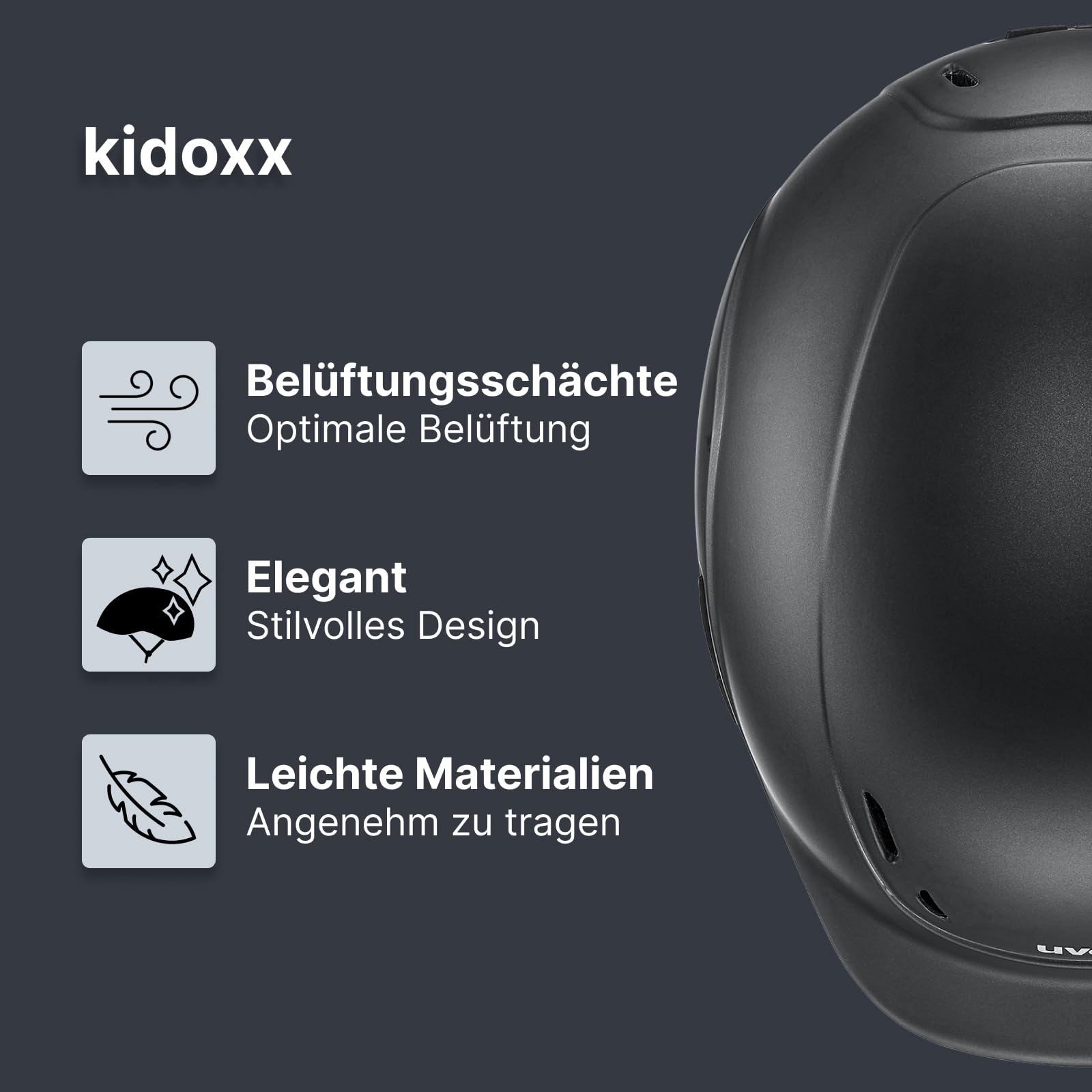 uvex kidoxx - Leichter Kinder-Reithelm - individuelle Größenanpassung - optimale Belüftung - matt