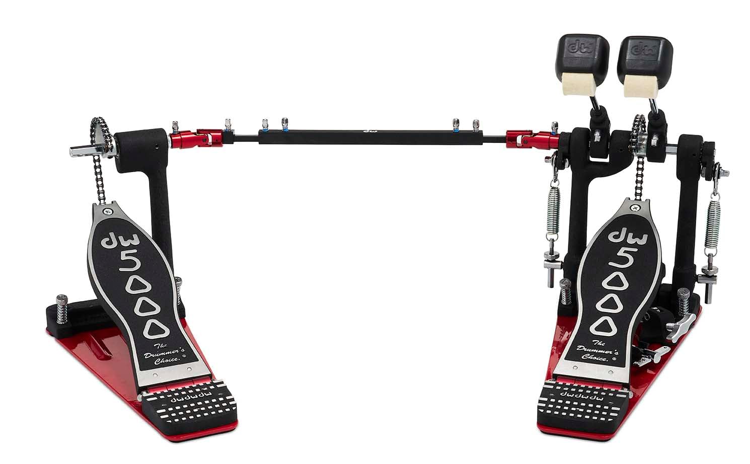 Drum Workshop Serie 5000 pedale doppio per cassa Accelerator a doppia catena, pedana stretta, con borsa