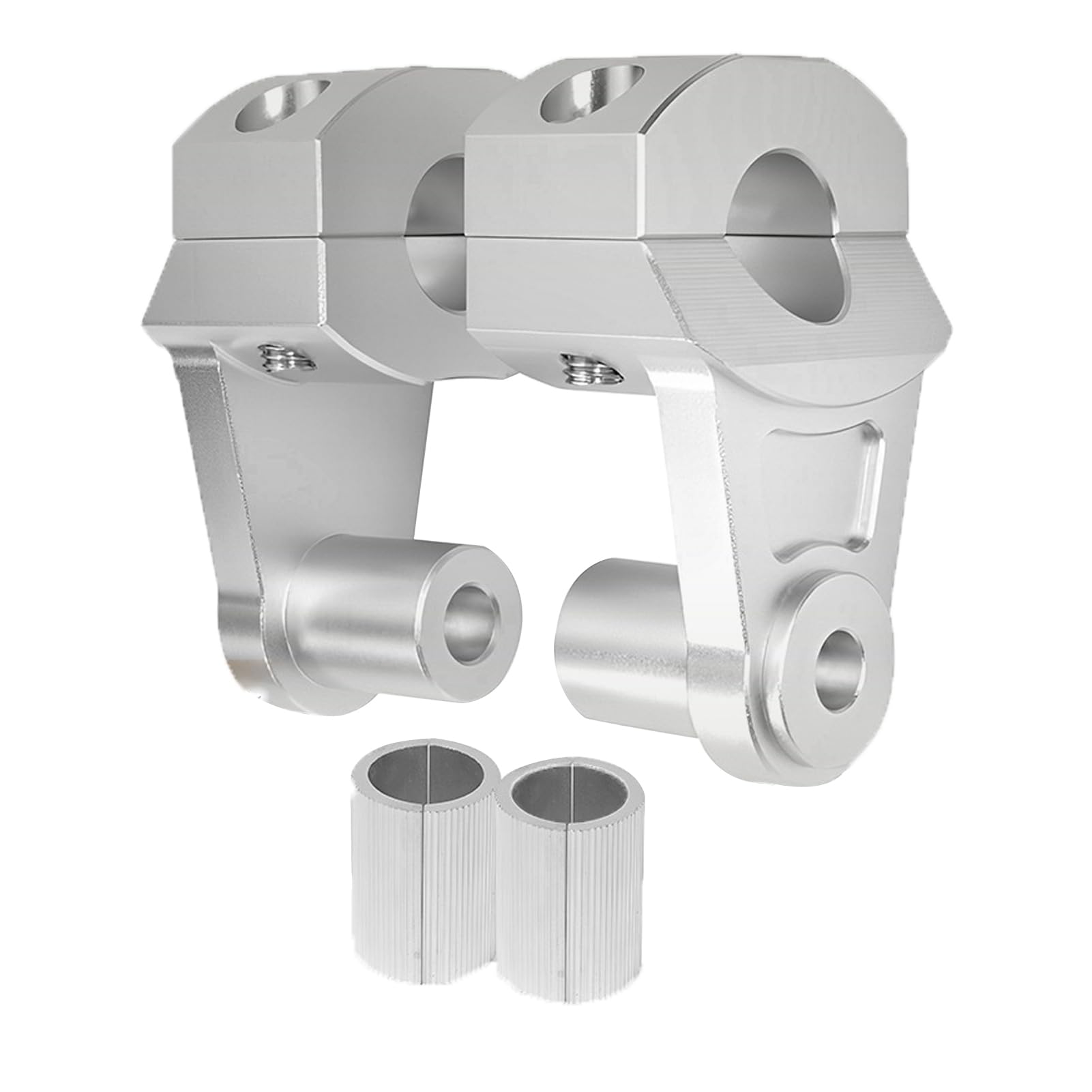 Pivot Handlebar Riser - 2in Universal Motorcycle for 7/8" or 1-1/8in.Handlebar Black 2pcs (silver)