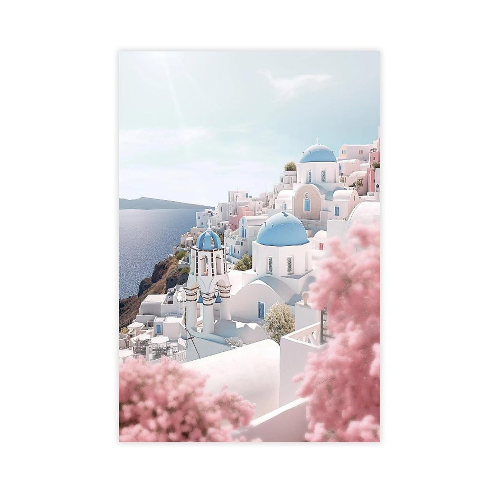 Bareronor Santorini Landscape Canvas Poster Bedroom Decor Landscape Office Room Decor Gift 24" L X 36" W