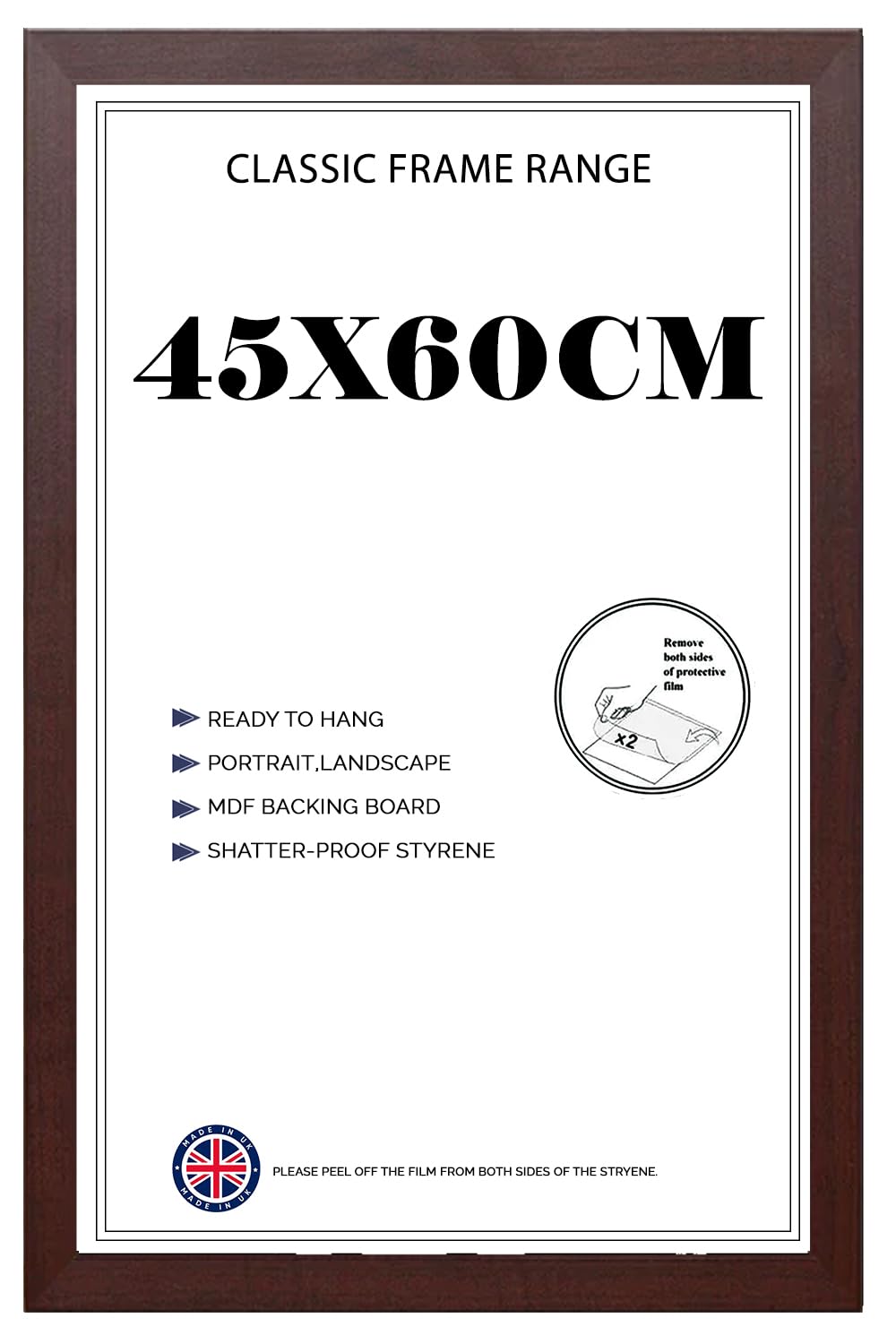 Modern Wide Poster Frame 45x60cm MDF HD Clear Front Jigsaw Puzzle Portrait or Landscape Mahogony โ image 1