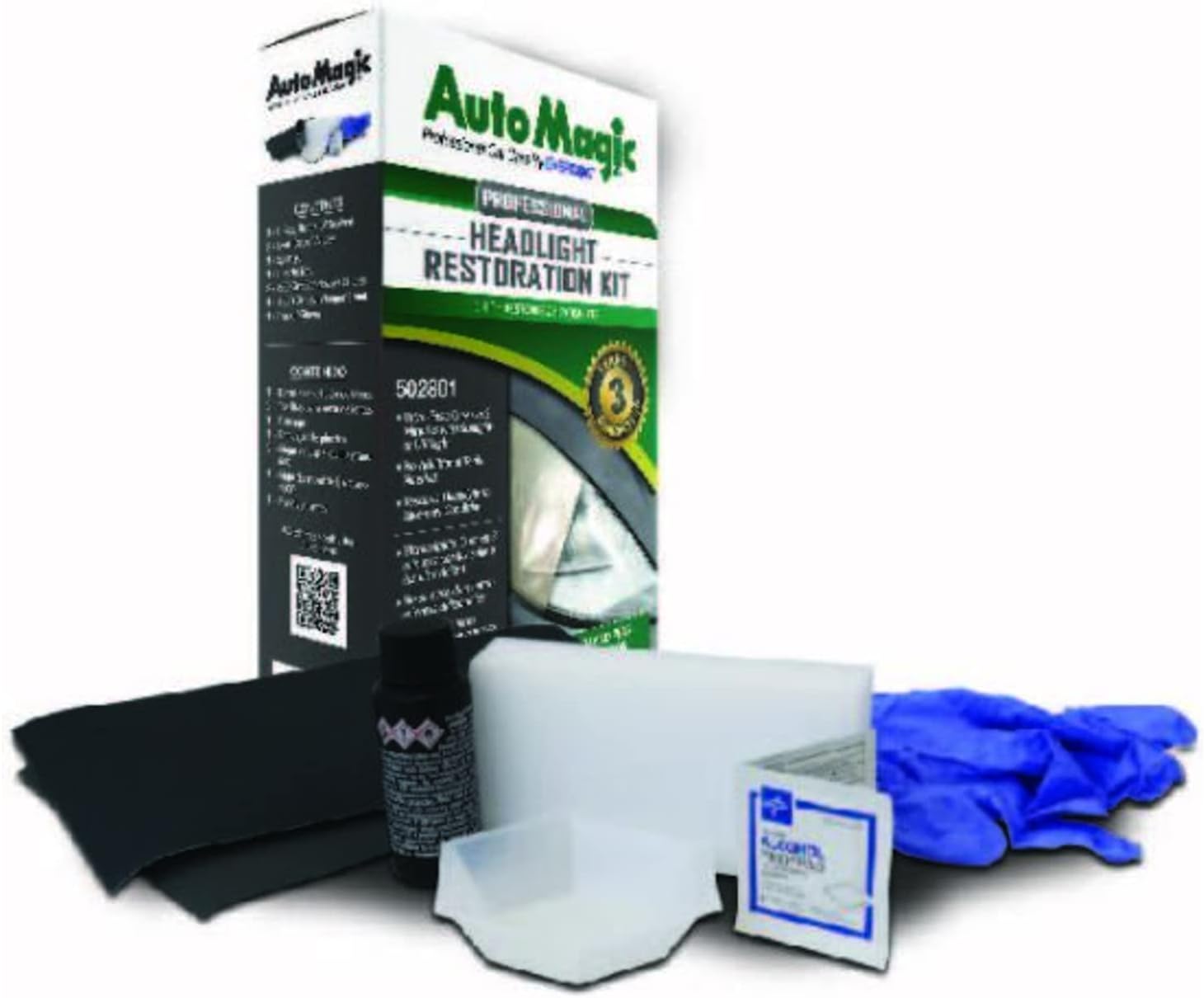 Auto Magic Headlight Restoration Kit - No Special Tools Required - All Materials and Supplies to Restore 1 Car or 2 Headlights