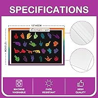Vista 4 de Manteles individuales educativos para niños, manteles individuales para niños pequeños, manteles individuales impresos en lenguaje de señas, tela