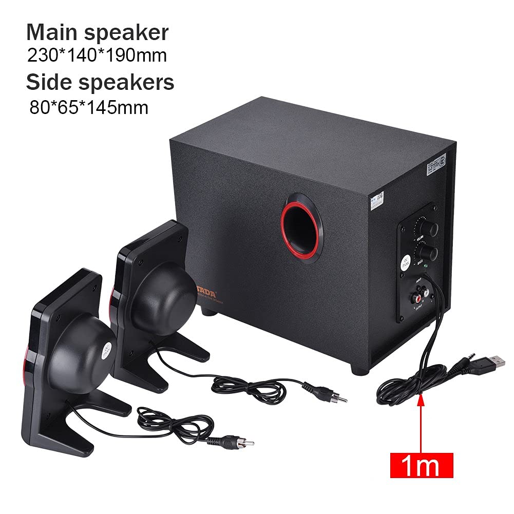 Altoparlante for computer in legno, altoparlanti portatili USB 2.1 cablati in legno Lettore musicale HiFi Bass con subwoofer, audio con altoparlanti in stile classico retrò for PC desktop, laptop, DVD