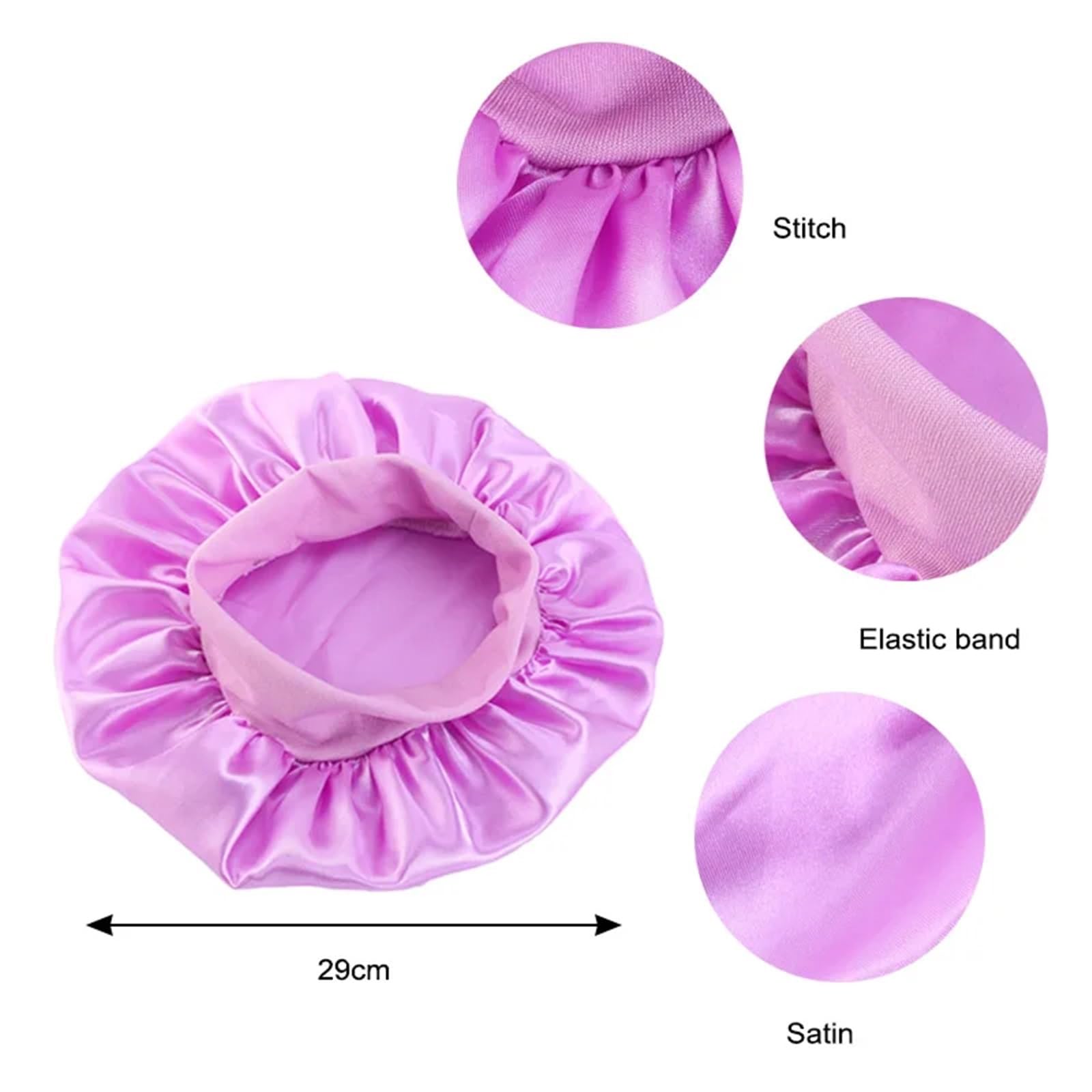 Cofano in Seta Berretto da Notte in Raso Fascia Larga Turbante Elastico Copricapo Cofano Cura dei Capelli Berretto Berretto da Notte Sciarpa Bandana per La Cura dei Capelli(Purple)