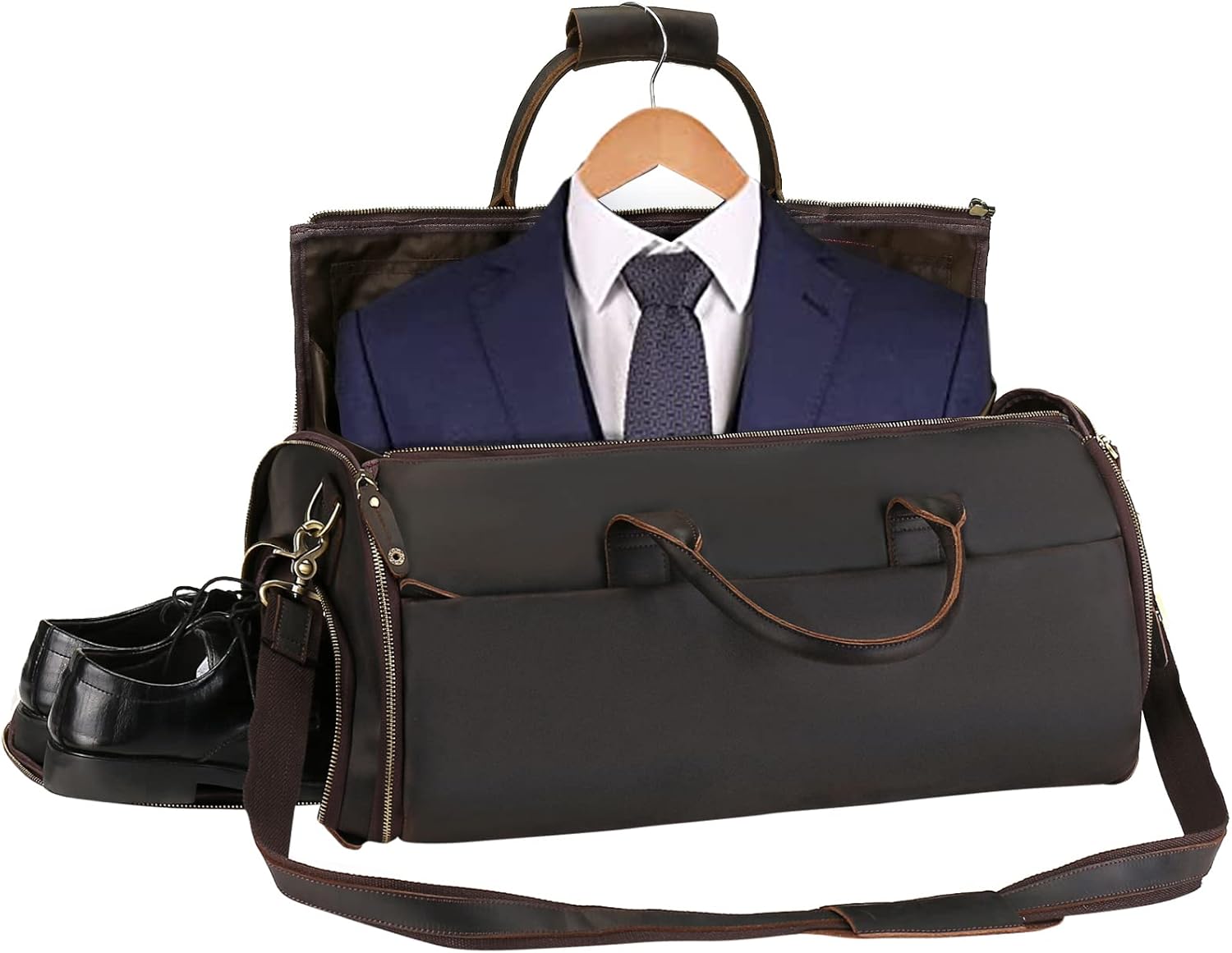 UBANT Leather Garment Bag for Travel, Convertible Garment