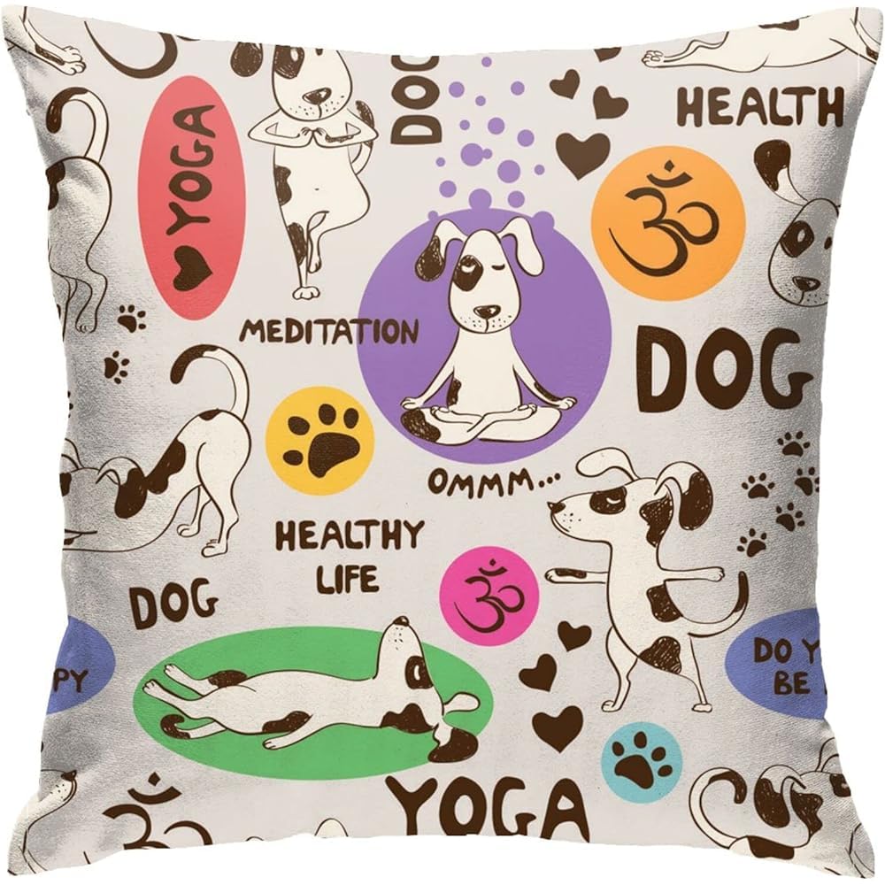 HUYGD Square Pillowcase 45X45cm Cartoon Dog Throw Cushion Cover Indoor Cushion Cover Print Pillowcases For Coworker, Best Friend, Girls