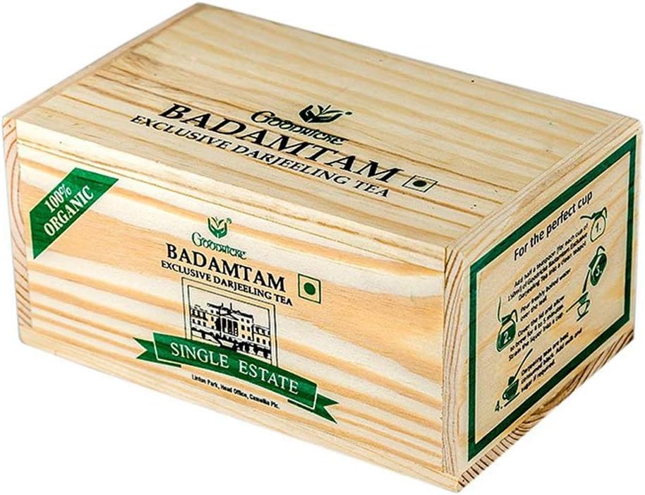 Goodricke Badamtam Darjeeling Tea 250g | Premium Whole Leaf Black Tea | Single Estate | It Comes in Wooden Chestlet | Natural Sweet Aftertaste
