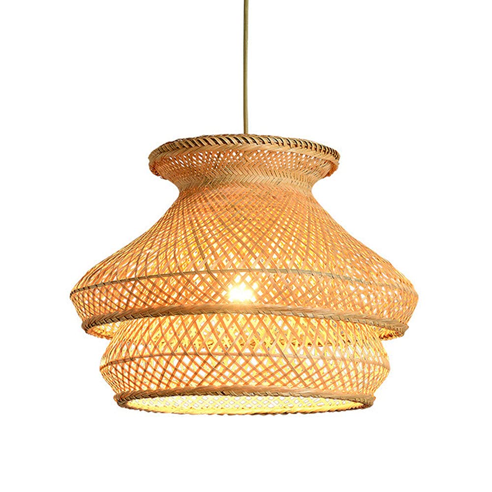 LYMSXAZOU Modern Chandelier Rattan Basket Light Fixture Pendant Natural Bamboo Lantern Lamp 15.7 "Woven For Restaurant Tearoom Bedroom Living Room Cafe