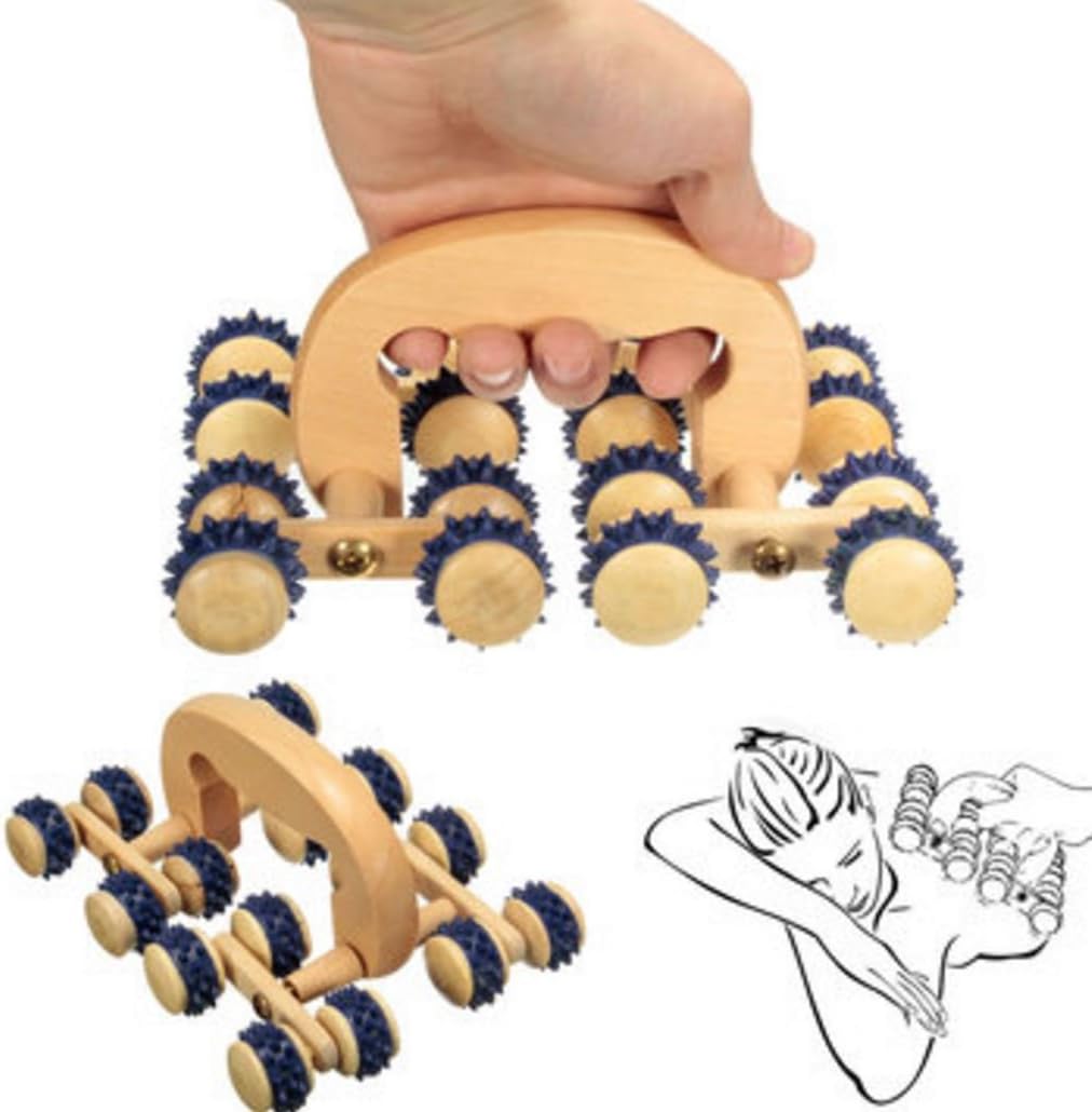 1pcs 16 Wooden Roller Rolling Ball Wheel Massager Back Body Relax Massage Tool by Saturday24