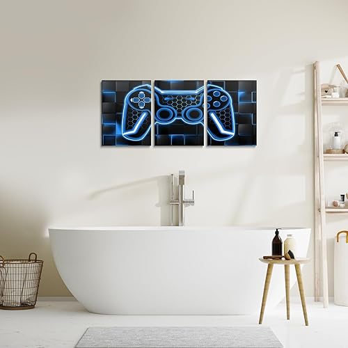 Miniatura 5 de Feelyou Lienzo decorativo de pared para videojuegos, baño, decoración del hogar, 12 x 16 pulgadas, 3 piezas para decoración de dormitorio de