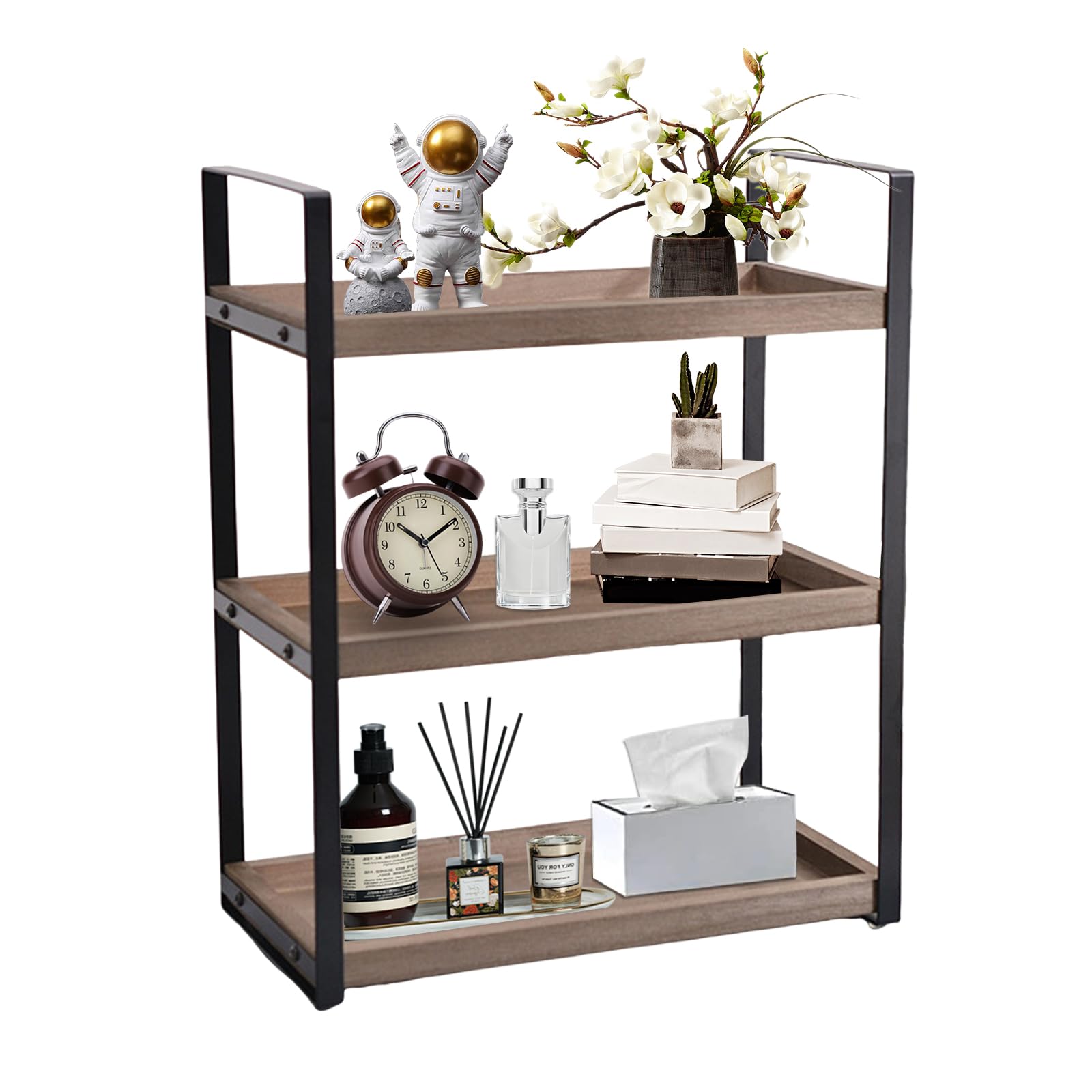 Coffee Bar Station Organizer Kitchen Spice Rack Wooden Coffee Stand, Shelf Wall Mount Shelving, Microwave Accessories Stand, Countertop Organizer, Tower Tiered Dessert Storage, Cupcake Display (D)