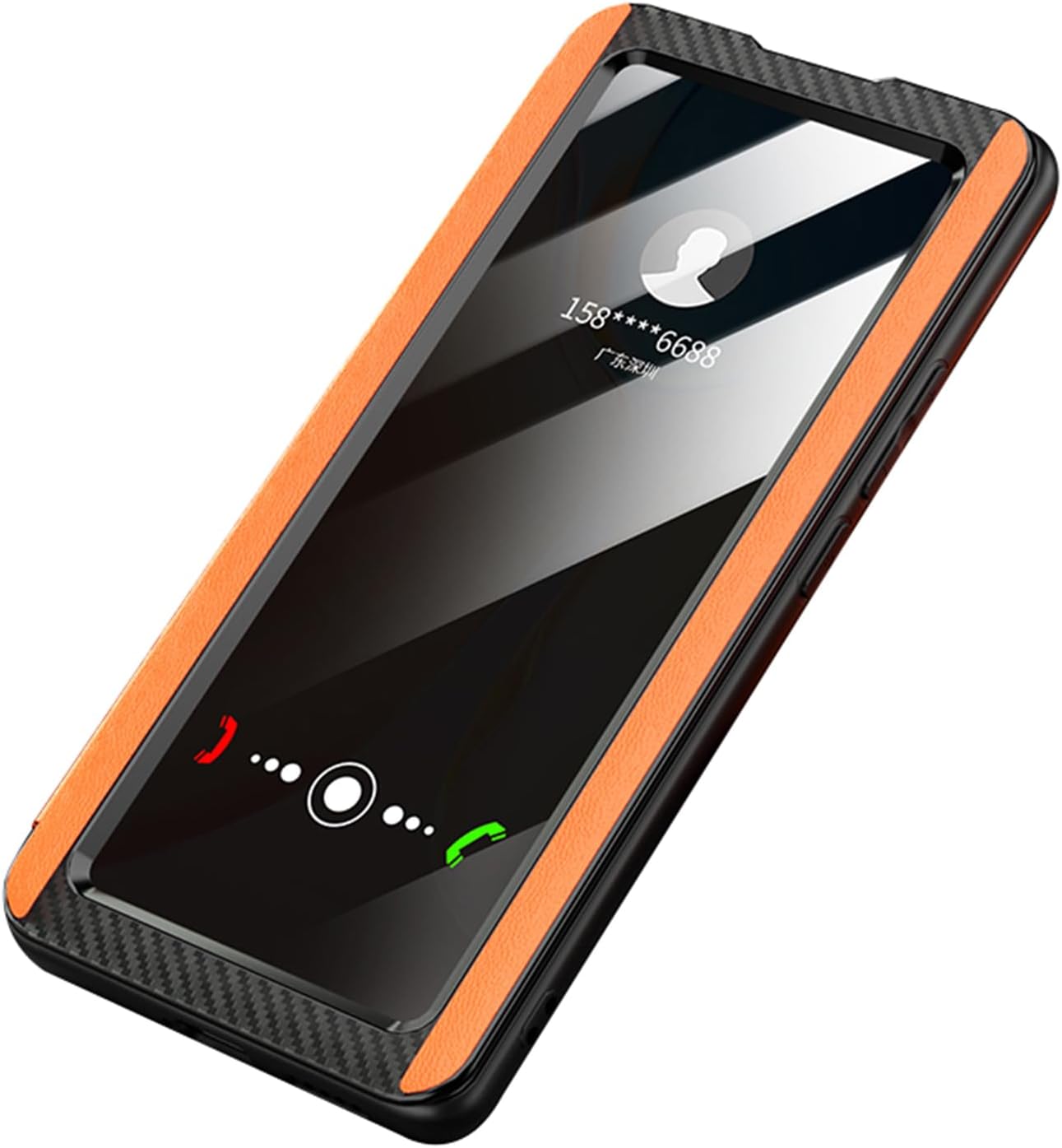 Genuine Leather Case for Samsung Galaxy S25 Ultra/S25 Plus/S25, Flip View Smart Wake-Up Magnetic Folio Cover Kickstand Protective Phone Case Orange