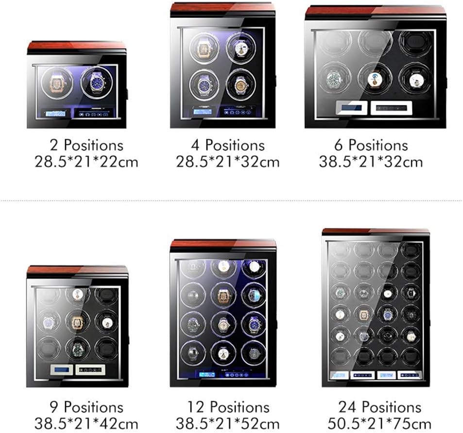 Watch Winders Box Automatic Watch Winder Watch Winder Box with Remote Control Adjustable Watch Pillows LCD Touch Screen Quiet Motor Accessories, Display Box(Rosewood+Beige)