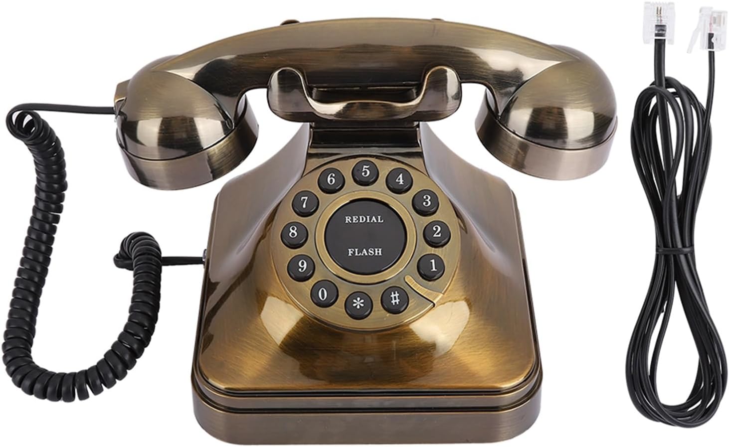 Antique Bronze Telephone Vintage Landline Phone Desktop Fixed Wired Phone Home Office Hotel Old Telephone