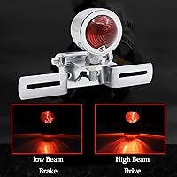 Vista 2 de Lámpara de luz trasera de motocicleta con soporte para placa de matrícula compatible con motocicleta - 12 V, aleación de aluminio, plata, 1 unidad