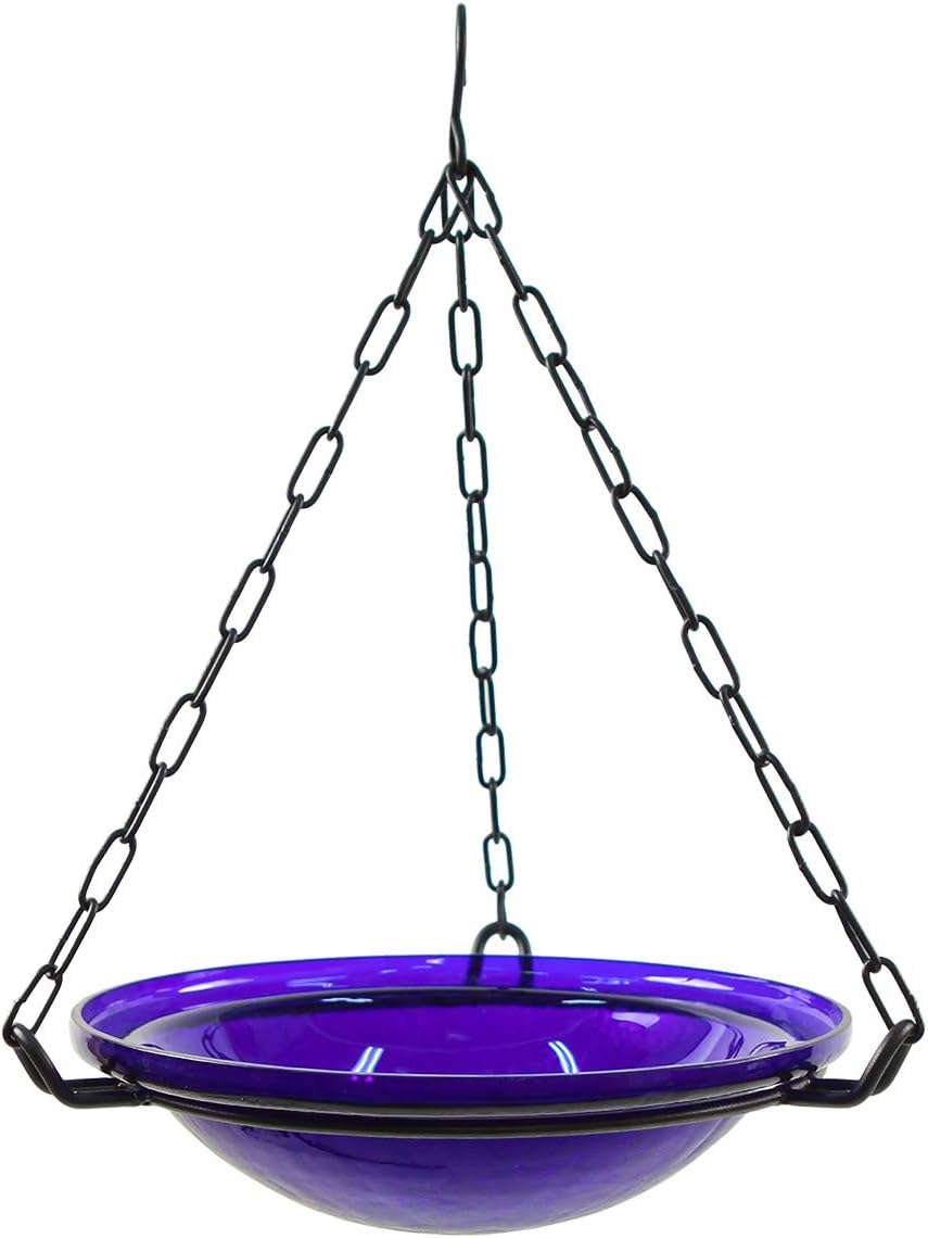 Achla Designs BBH-02CB FBA_BBH-02CB 12 inch Glass Hanging birdbath, Cobalt Blue