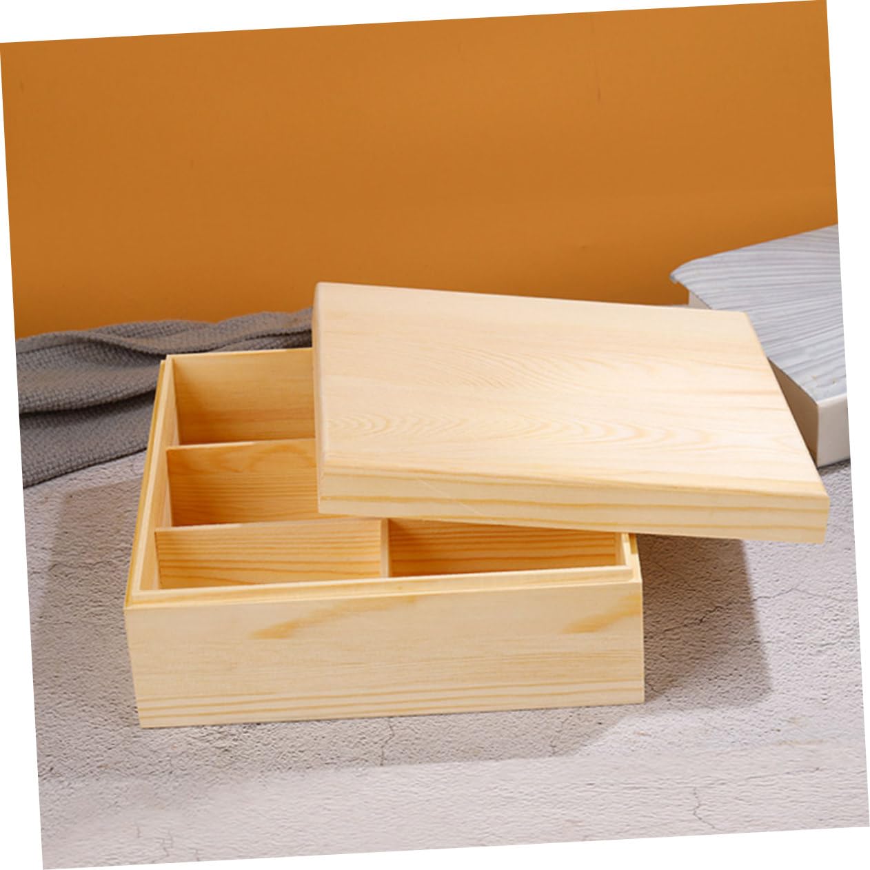 Caja Organizadora de Bolsitas de Té de Madera Beige para Hogar | Compartimentos para Sugar Packets y Tea Bags, Uso en Office Kitchen, Fácil de Llevar
