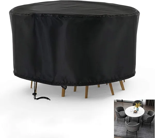 Rilime Patio Furniture Covers Round,Waterproof Round Patio Table Cover Outdoor Furniture Covers for Patio Furniture(62''D x 28''H)