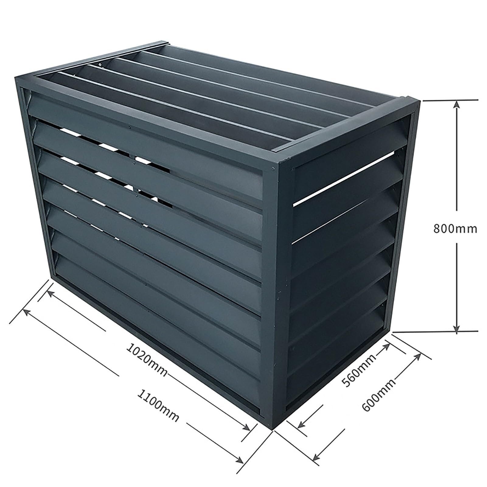Aluminiowa osłona klimatyzatora zewnętrzna ochrona klimatyzatora dekoracyjna pokrywa pompy ciepła i skraplacza, odporna na warunki atmosferyczne konstrukcja ogrodzenia (szara, 110 x 80 x 60 cm)